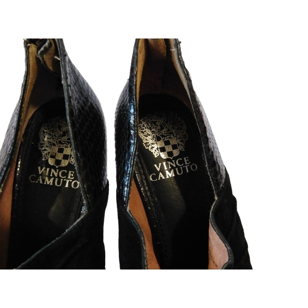 Vince Camuto Miki Black Leather Suede Peep Toe Stiletto Pumps Size 7.5 - Picture 8 of 9